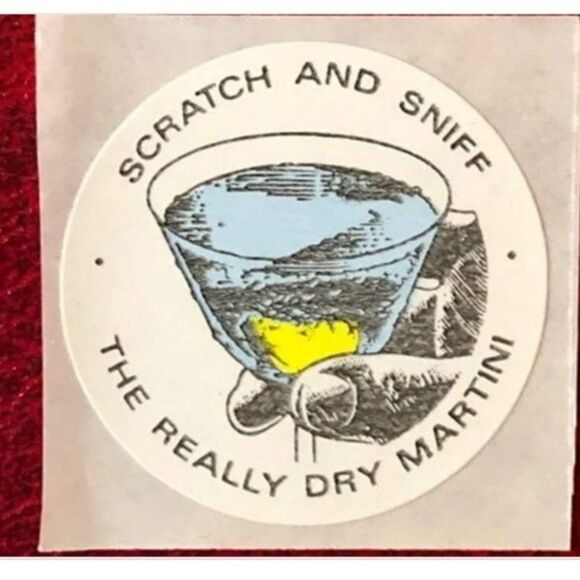Vintage 1980s 3M Matte Scratch and Sniff Sticker the really dry martini - Picture 1 of 10